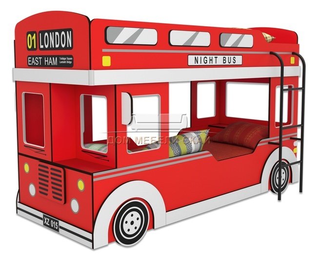 Автобус кровать двухъярусная London Bus, красный 