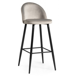 Барный стул Dodo 1, велюровый серого цвета light grey with edging/черный