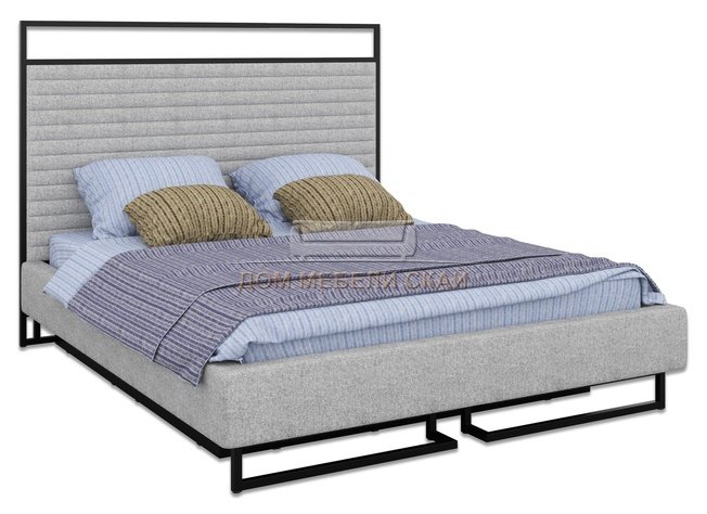 Кровать двуспальная 180x200 Loft Грейс с подъемным механизмом и ящиком, серый