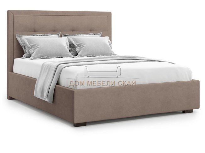 Кровать полутороспальная 140x200 Komo с подъемным механизмом, коричневый велюр velutto 22