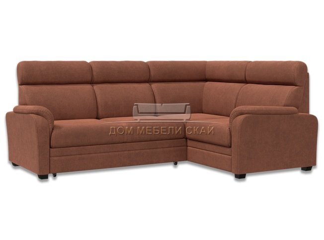 Угловой диван-кровать Омега 3-1, коричневый велюр