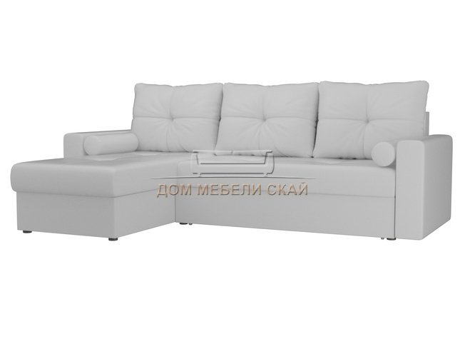 Угловой диван-кровать левый Верона, белый/экокожа
