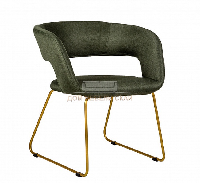 Стул-кресло Walter, рогожка темно-зеленого цвета/линк золото