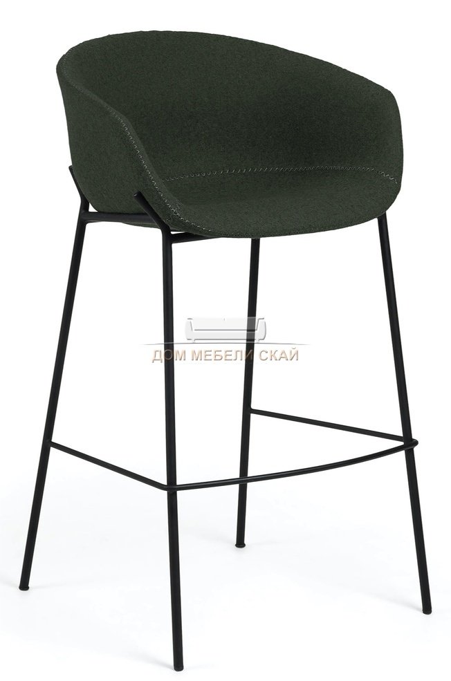 Барный стул Zadine, шенилл темно-зеленого цвета
