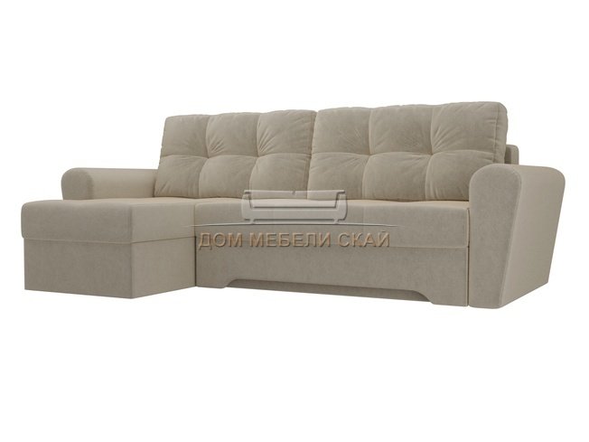 Угловой диван-кровать левый Амстердам, бежевый/микровельвет
