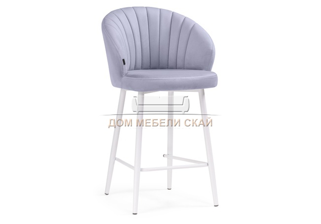 Полубарный стул Бэнбу, велюр голубо-серый velutto 49/белый
