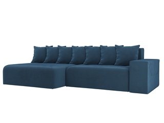 Угловой диван-кровать левый Кёльн, голубой/велюр