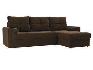 Угловой диван-кровать правый Верона, коричневый/микровельвет
