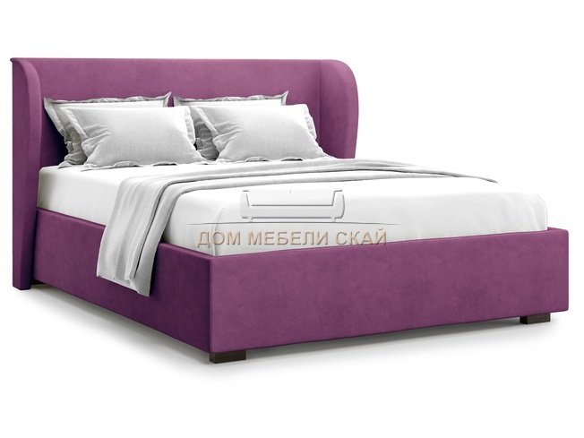 Кровать полутороспальная 140x200 Tenno без подъемного механизма, фиолетовый велюр velutto 15