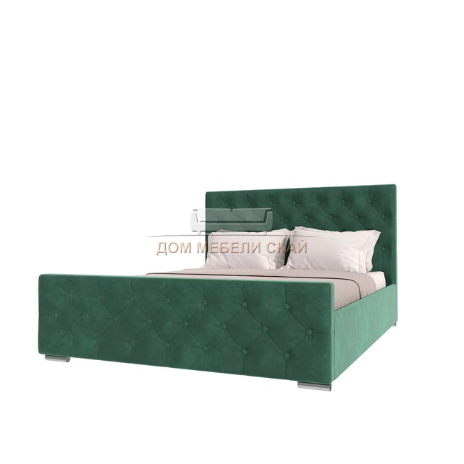 Кровать двуспальная 160х200 ИНТЕРО с ПМ, велюр зеленый