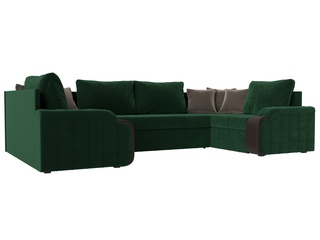 П-образный угловой диван Николь, зеленый/велюр