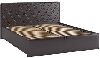 Кровать двуспальная 160x200 Ника с подъемным механизмом, шоколадная экокожа