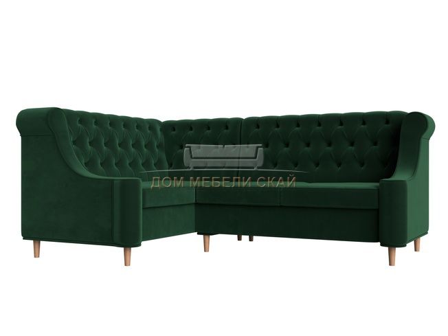Угловой диван левый Бронкс, зеленый/велюр