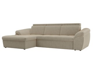 Угловой диван-кровать левый Мисандра, бежевый/микровельвет
