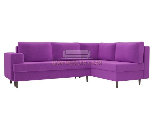 Угловой диван-кровать правый Сильвана, фиолетовый/микровельвет