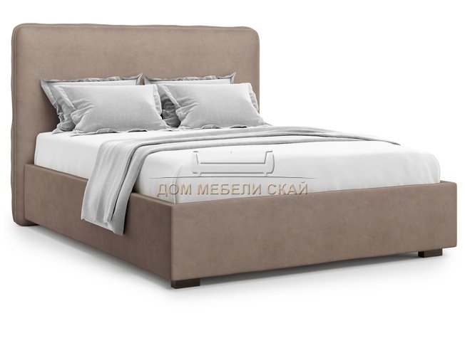 Кровать полутороспальная 140x200 Brachano без подъемного механизма, коричневый велюр velutto 22