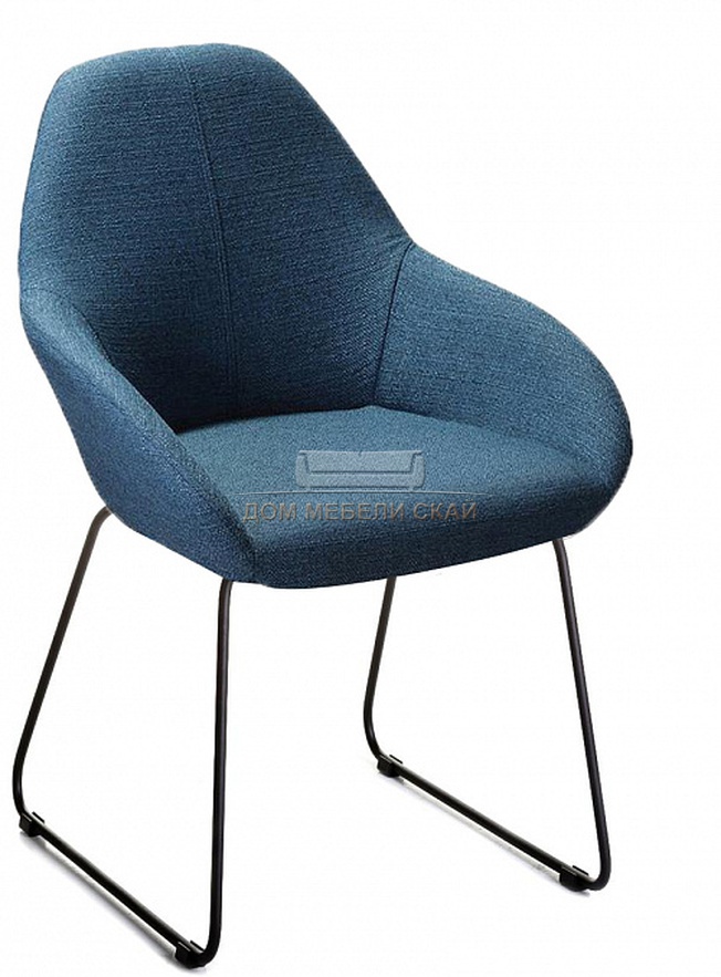 Стул-кресло Kent, рогожка синего цвета блю-арт/линк черный