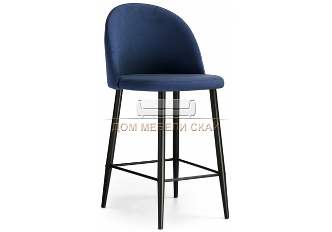 Барный стул Амизуре, велюровый темно-синего цвета/черный матовый