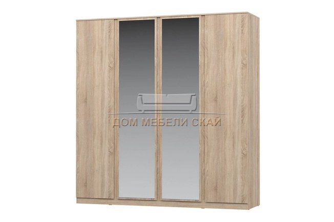 Шкаф 4-дверный STERN с зеркалами, дуб сонома
