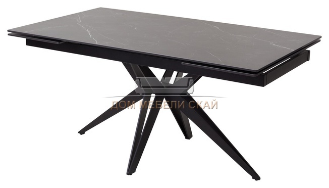 Стол обеденный раздвижной FORIO 160, MATT BLACK MARBLE SINTERED STONE/черный