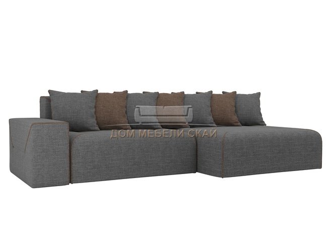 Угловой диван-кровать правый Кёльн, серый/коричневый/рогожка
