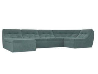 П-образный угловой диван Холидей, бирюзовый/велюр