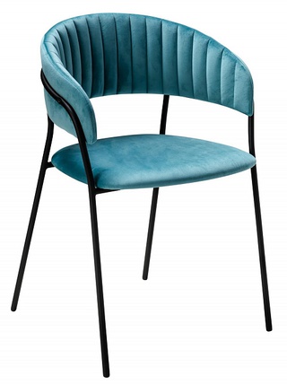 Стул-кресло Portman, бархат голубого цвета Lazur/черный
