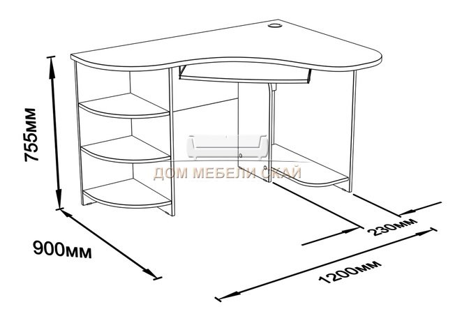 Эскиз компьютерного стола углового