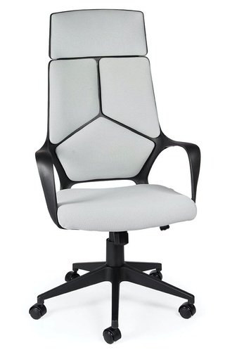 Кресло офисное IQ, black/grey/черный пластик/серая ткань