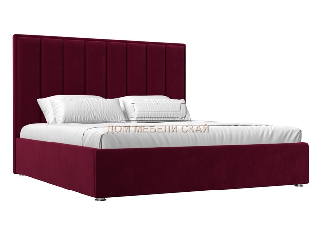 Кровать двуспальная 160x200 Афродита с ПМ, бордовый микровельвет