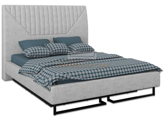 Кровать двуспальная 160x200 Loft Alberta с подъемным механизмом и ящиком, серый