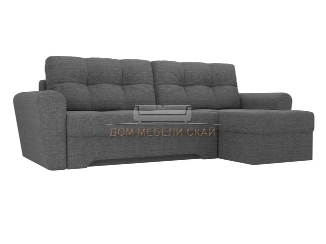 Угловой диван-кровать правый Амстердам, серый/рогожка