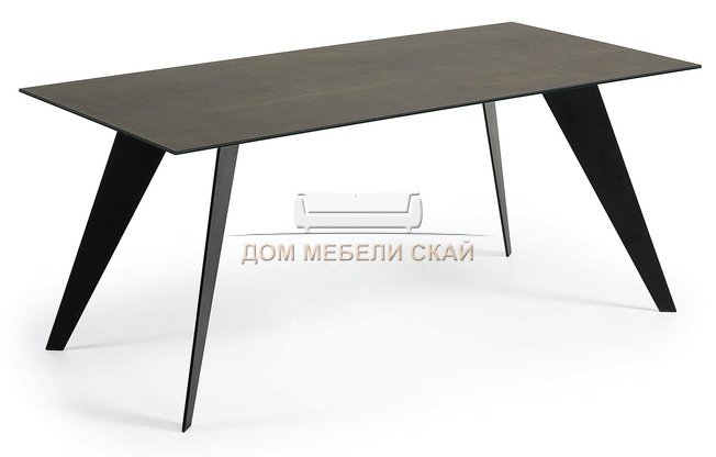 Стол обеденный Nack 180x100, черный каркас/фарфоровый металлический мох C747K09