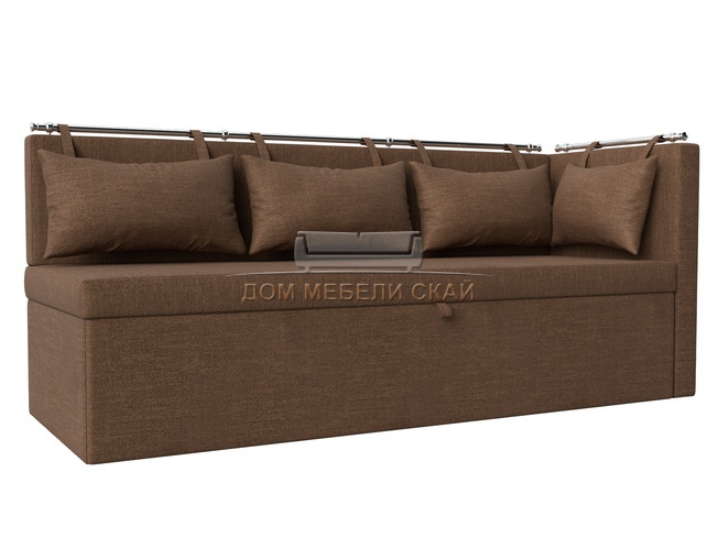 Кухонный угловой диван со спальным местом правый Метро, коричневый/рогожка