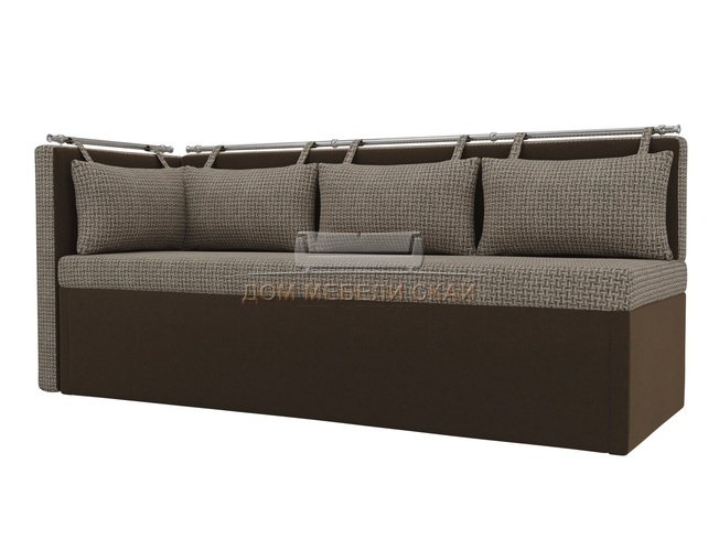 Кухонный угловой диван со спальным местом левый Метро, корфу 03/коричневый/корфу/микровельвет