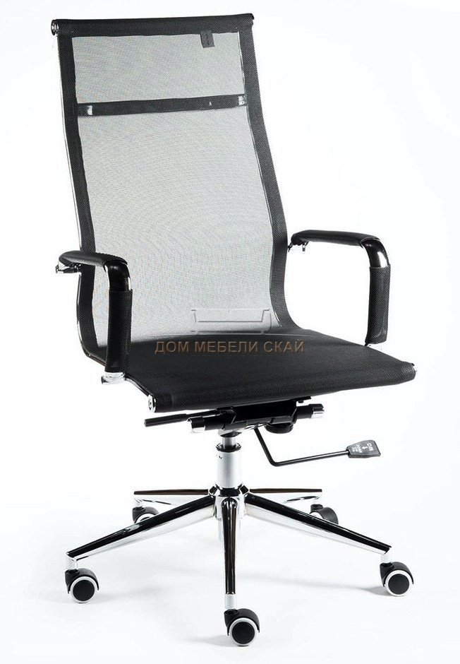 Кресло офисное Хельмут, black/сталь/хром/черная сетка