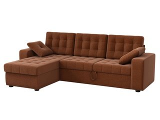 Угловой диван-кровать левый Камелот, коричневый/рогожка