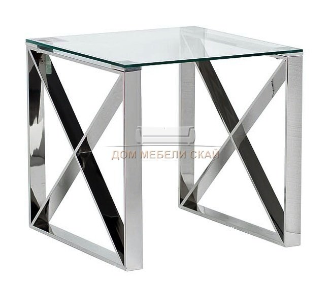 Журнальный стол квадратный с прозрачным стеклом (цвет хром) 47ED-ET008