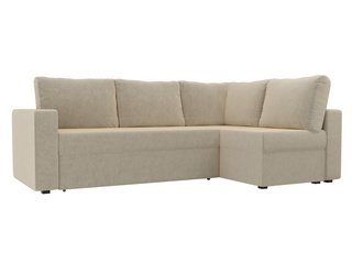 Угловой диван-кровать правый Оливер, бежевый/микровельвет