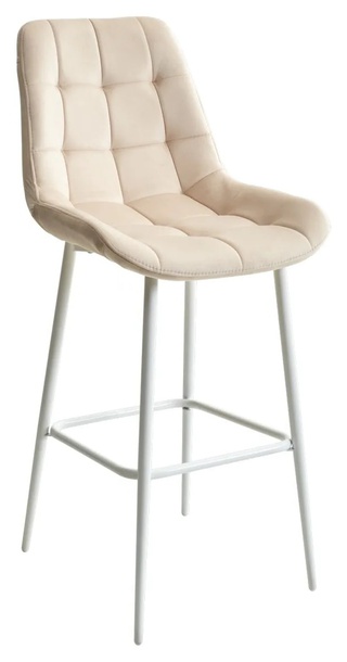 Барный стул ХОФМАН, велюровый бежевого цвета H-06/белый каркас
