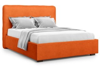 Кровать полутороспальная 140x200 Brachano без подъемного механизма, оранжевый велюр velutto 27