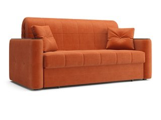 Диван-кровать Ницца 1200, velutto 27 оранжевый/накладка венге