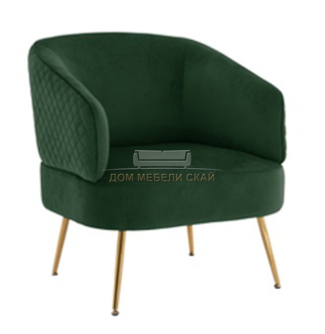 Кресло MUSSELS, велюр зеленый BLUVEL-78/золотой каркас