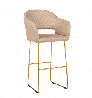 Кресло барное Oscar, рогожка бежевого цвета браун/линк золото