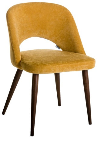 Стул-кресло Lars, микровельвет жёлтого цвета/тёмный орех