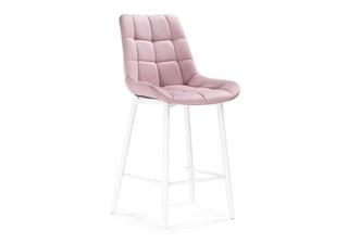 Барный стул Алст, велюр розовый/белый