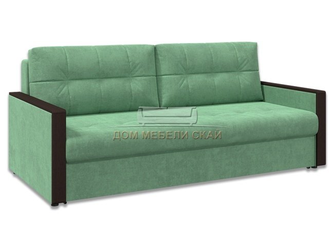 Диван-кровать Норд с декором, зеленый велюр/венге