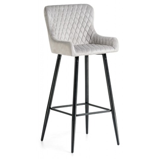 Барный стул Mint, велюровый светло-серого цвета light gray/черный
