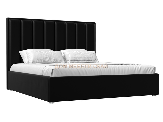 Кровать двуспальная 160x200 Афродита с ПМ, черная экокожа
