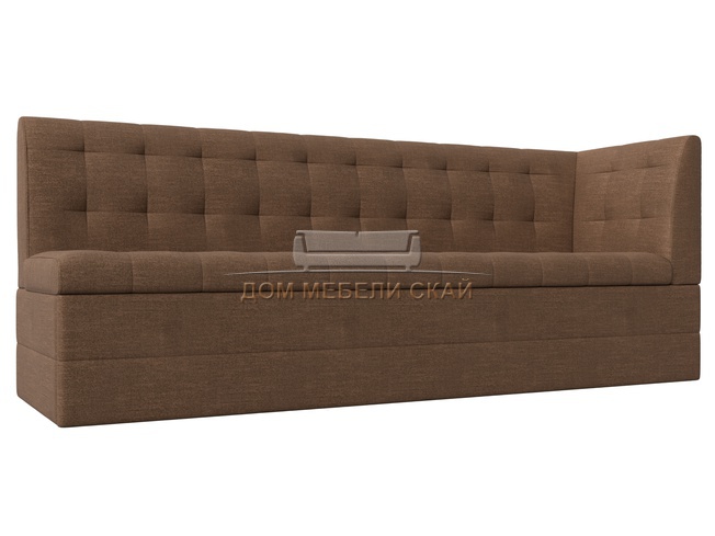 Кухонный угловой диван со спальным местом правый Бриз, коричневый/рогожка
